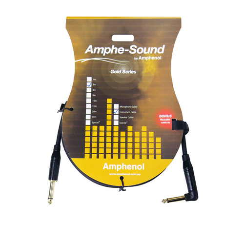 Amphenol AMRJJ3 3M 6.35mm Jack to 90-deg 6.35mm Jack