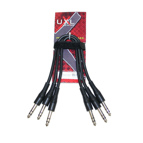 UXL PSJ03 300mm 6.35mm TRS Jack to Jack Patch Cables 3-pack