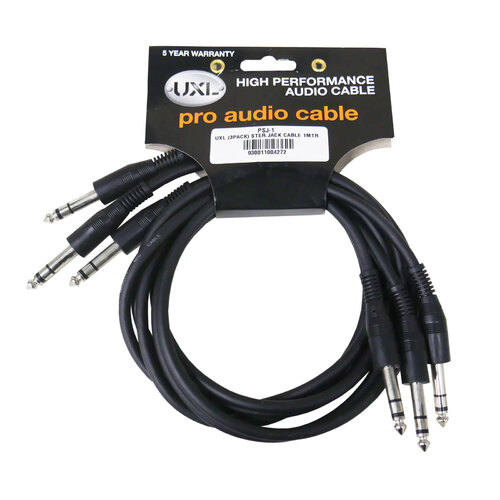 UXL PSJ1M 1M Stereo 6.35mm Patch Lead - 3pack