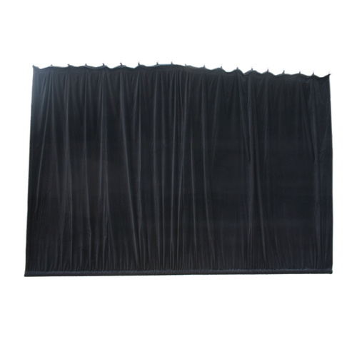 BravoPro 43ABK 4M x 3M Black Cotton Velvet Curtain - Gathered