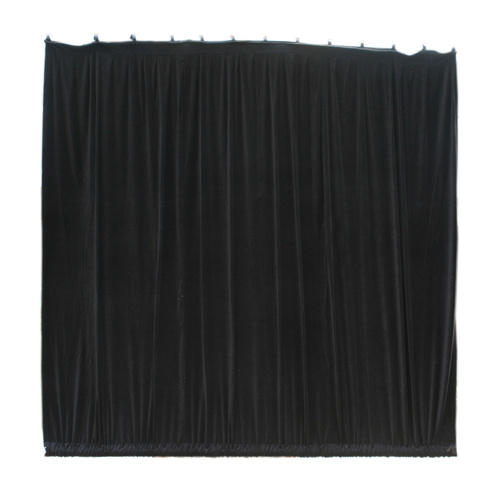 BravoPro 44ABK 4M x 4M Black Cotton Velvet Curtain - Gathered