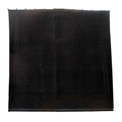 BravoPro 44BBK 4M x 4M Black Cotton Velvet Curtain - Flat
