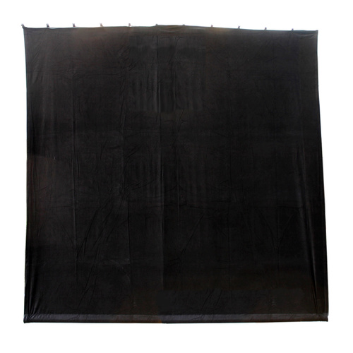 BravoPro 44BBK 4M x 4M Black Cotton Velvet Curtain - Flat