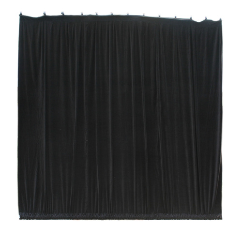 BravoPro 55ABK 5M x 5M Black Cotton Velvet Curtain - Gathered