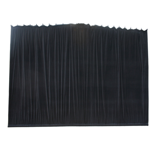 BravoPro 64ABK 6M x 4M Black Cotton Velvet Curtain - Gathered