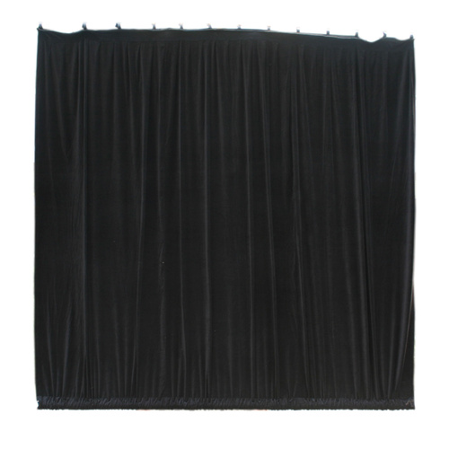 BravoPro 66ABK 6M x 6M Black Cotton Velvet Curtain - Gathered