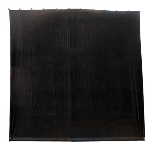 BravoPro 99BBK 9M x 9M Black Cotton Velvet Curtain - Flat
