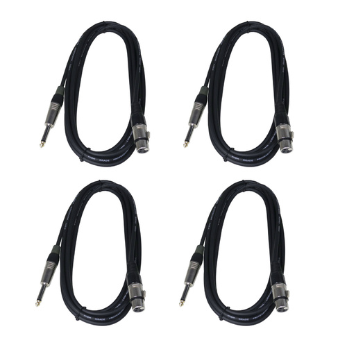 BravoPro AP2117-03 3M 3pin Female XLR to 6.35mm Jack Plug Mic. Cable x4