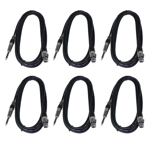BravoPro AP2117-03 3M 3pin Female XLR to 6.35mm Jack Plug Mic. Cable x6