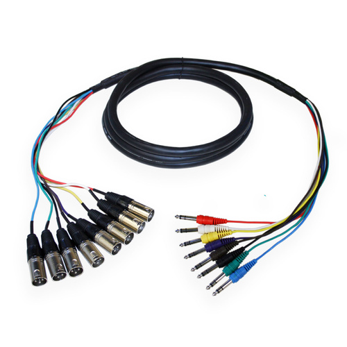 BravoPro APSC2458-03 3M 8-Way 3pin Male XLR - 6.35mm TRS Jack