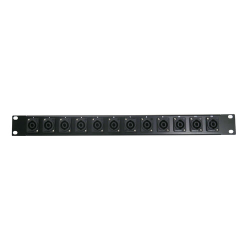 BravoPro BP-001 1RU Rack Mount Patch Bay with 12 x Speakon 4-pole Sockets