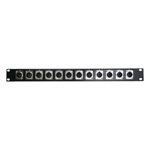 BravoPro BP-002 1RU Rack Mount Patch Bay with 12 x 3-pin Male XLR