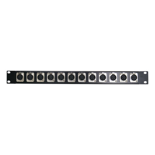 BravoPro BP-003 1RU Rack Mount Patch Bay with 12 x 3-Pin Female XLR