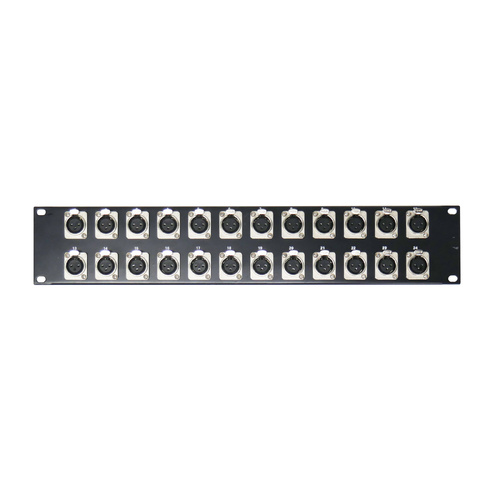 BravoPro BP-005 2RU Rack Mount Patch Bay with 24 x 3-pin Female XLR