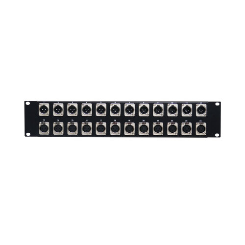 BravoPro BP-008 2RU Rack Mount Patch Bay with 12x 3-Pin Female XLR & 12x 3-pin Male XLR
