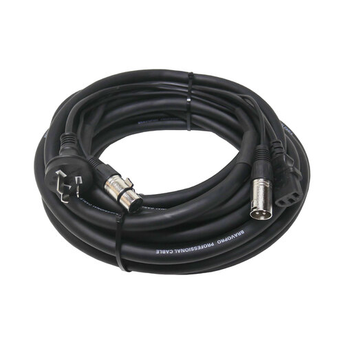 BravoPro PA001-10B 10M Power & Audio Combo Cable XLR3 & IEC 240V