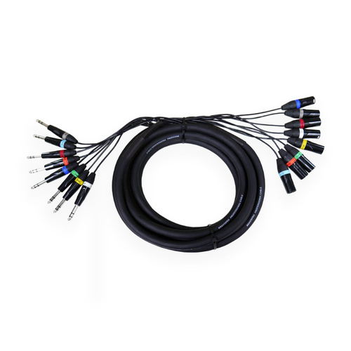 BravoPro PM003B-06 6M 8-way Multicore 3-pin XLR Male to 6.35mm TRS Jack Plug