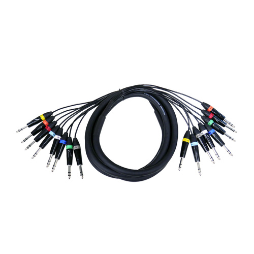 BravoPro PM005B-03 3M 8-way Multicore 6.35mm TRS Jack Plug to 6.35mm TRS Jack Plug
