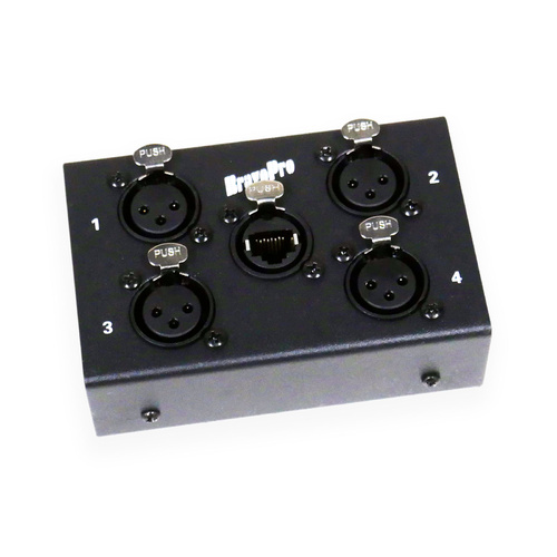 BravoPro PSS002  Cat 5/5e/6 RJ45 Breakout to 4 x XLR3 Female Stage Box