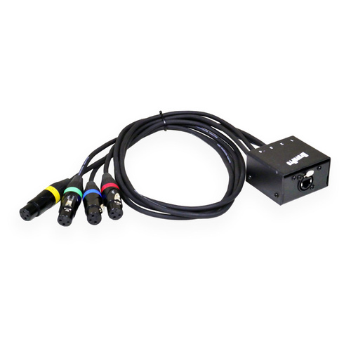 BravoPro SSDMX3-MF4 Cat 5/5e/6 RJ45 Breakout to 4 x XLR3 Female 1M Fly Ends
