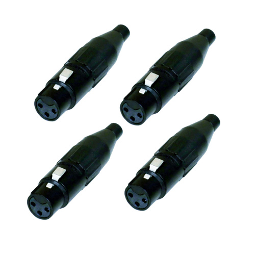 Amphenol AC3F 3-pin XLR Female Large-Jaw Line Connector - Black x4