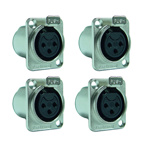 Amphenol AC3FDZ 3-pin XLR-D Female Panel Mount Connector x4