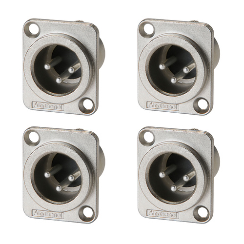Amphenol AC3MDZ 3-pin XLR-D Male Panel Mount Connectors x4