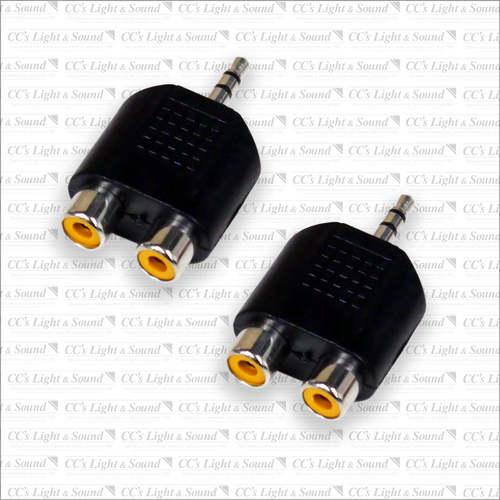 2 x RCA Socket to 3.5mm TRS Stereo Jack Plug - Packet of 2