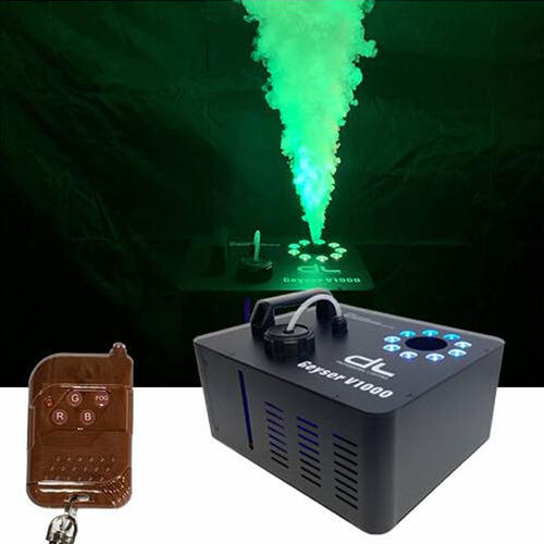 Dune Geyser 1000w DMX Vertical Smoke Machine 3x 9W Tri-Color LED Timer & Wireless Remote Controller