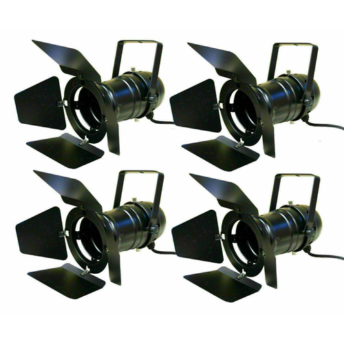 BravoPro Par-30 LED Par Can with Barndoor x4 - Black
