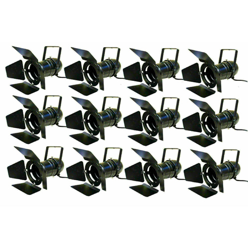 BravoPro Par-30 LED Par Can with Barndoor x12 - Black