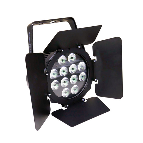 LED White Par 12,  12 x 9w Tri-LED (Amber/Warm White/Cool White) Wash with Barndoor