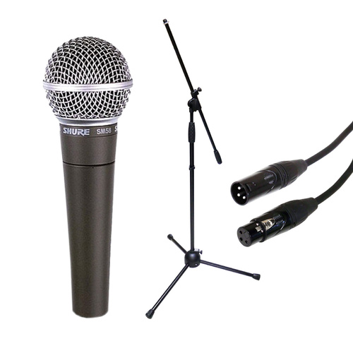 Shure SM58 Microphone with 5M XLR Lead and Microphone Boom Stand