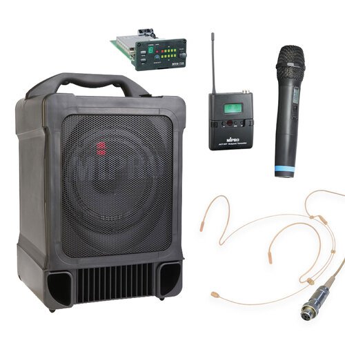 Mipro MA707 70W Portable Battery PA System with Headworn & Handheld Wireless Microphones