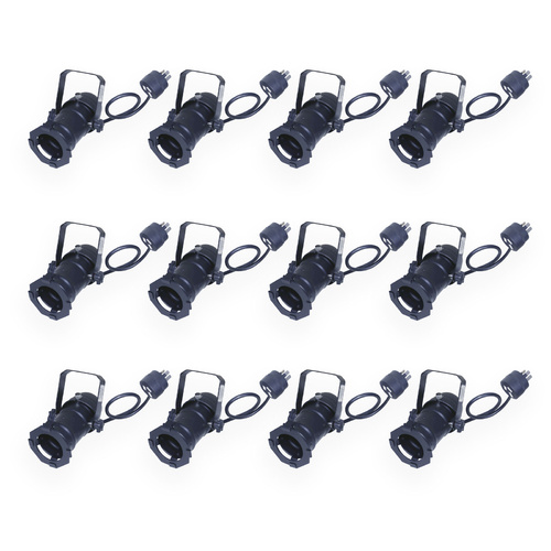 Set of 12 x BravoPro Par-16 Birdie+ LED Par Can with Piggy Back Plug - Black
