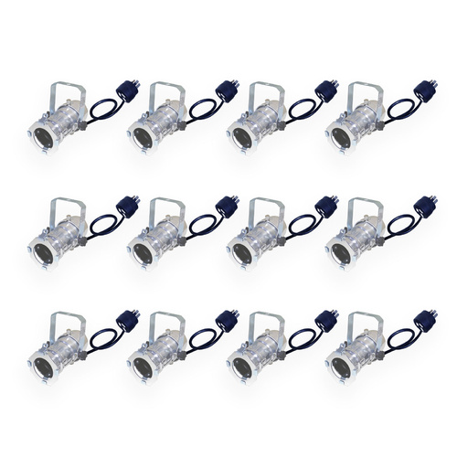 Set of 12 x BravoPro Par-16 Birdie+ LED Par Can with Piggy Back Plug - Silver