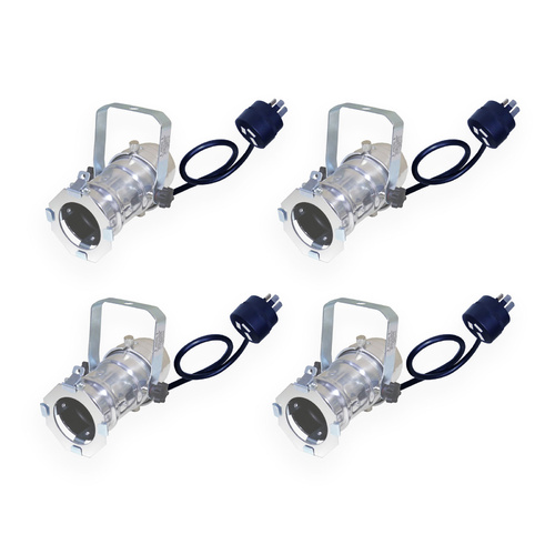 Set of 4 x BravoPro Par-16 Birdie+ LED Par Can with Piggy Back Plug - Silver