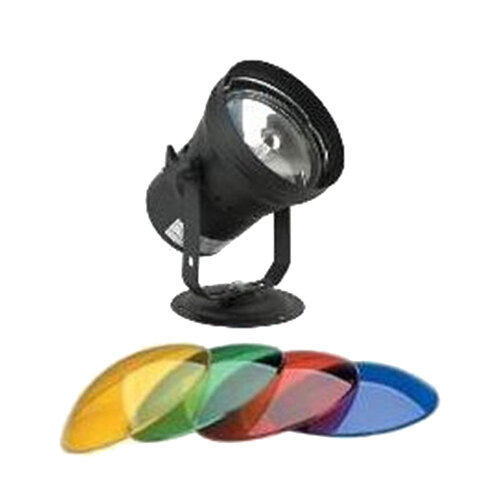 Dune Par 36 Black Pinspot with Lamp, Colour Filter Covers and Removable Stand