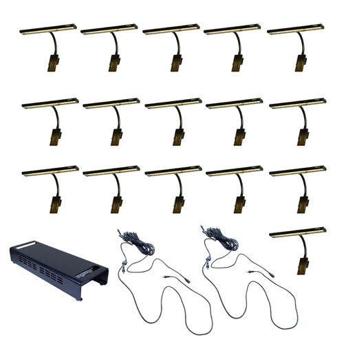 RATstands Apollo LED Clip-On Light x16 with 1 x DMX Power Supply and Cable Set