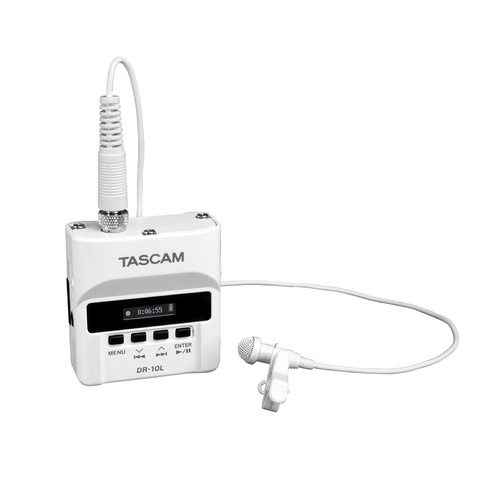 Tascam DR-10L-W Digital Audio Recorder with Lapel Microphone White