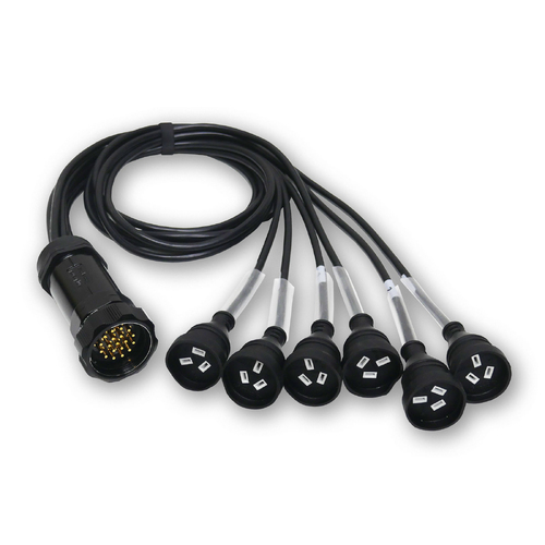 Amphenol Socapex Header 19-pin Break Out Cable with 6 x 240v 3-Pin Sockets
