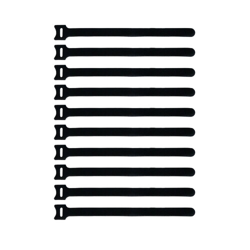 Velcro Tie 12mm x 200mm Light Duty - Black 10 pieces