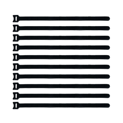 Velcro Tie 12mm x 300mm Light Duty - Black 10 pieces